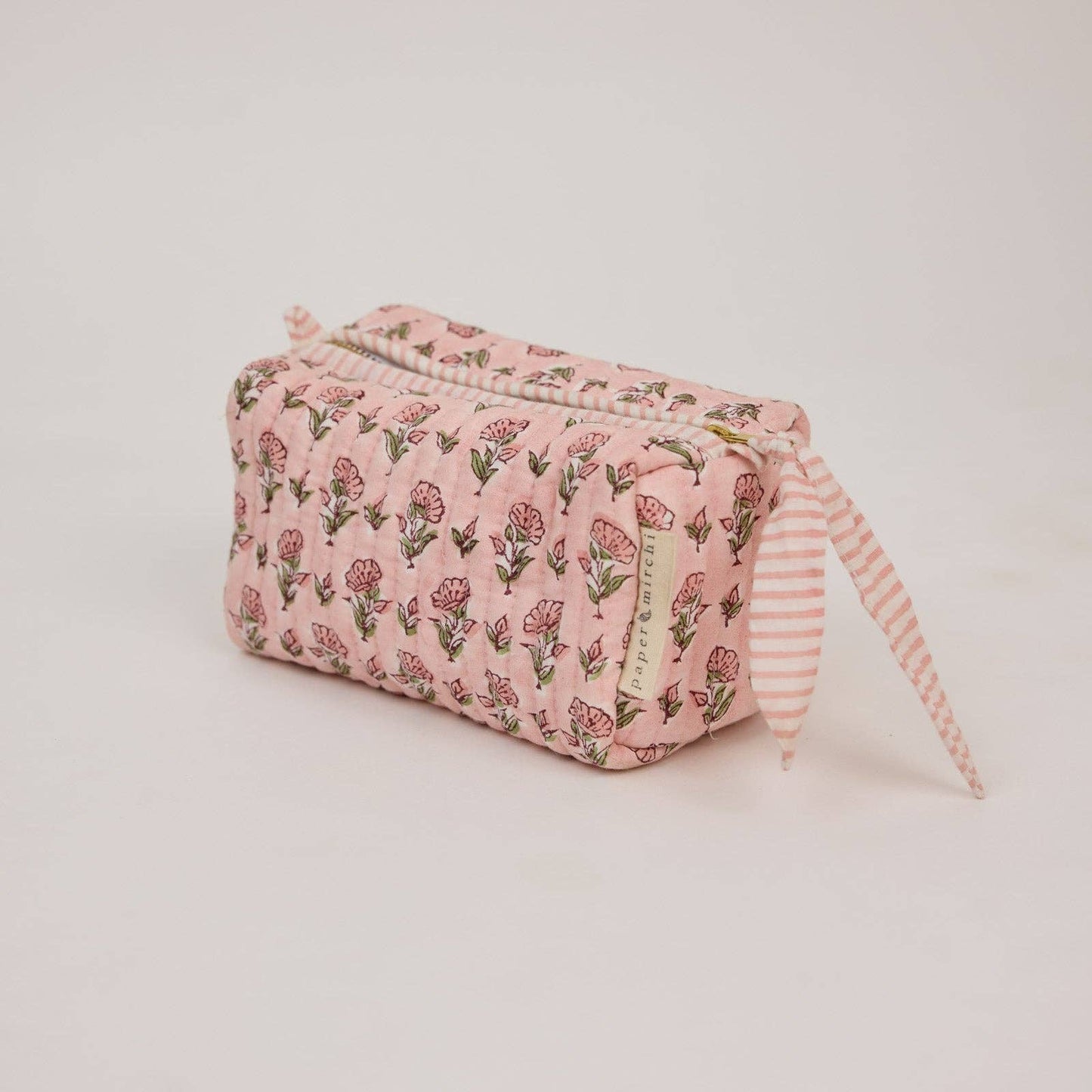 Paper Mirchi Organic Cotton Toiletry Small Bag - Ditsy Floral Blush