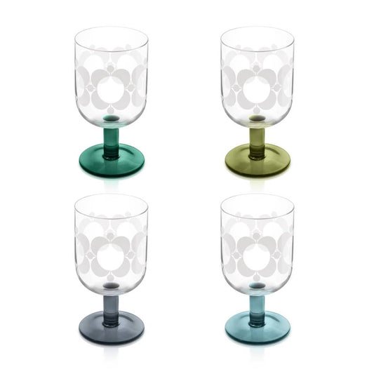 Orla Kiely Atomic flower wine glasses set of 4 in green