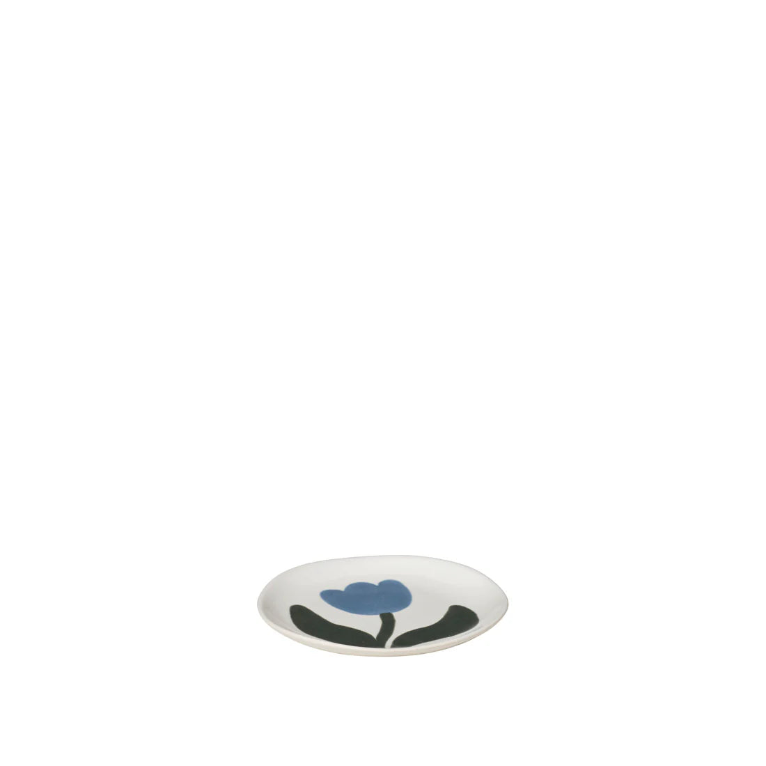 Broste Copenhagen Handpainted Dora Plate in Dusty Blue & Agave Green M