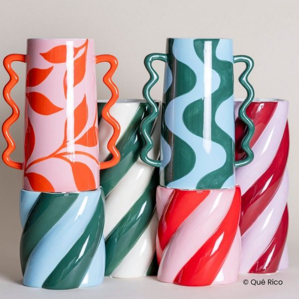 Que Rico Ceramic Plant Pot Camilo Amor Del Color in Blue/Green