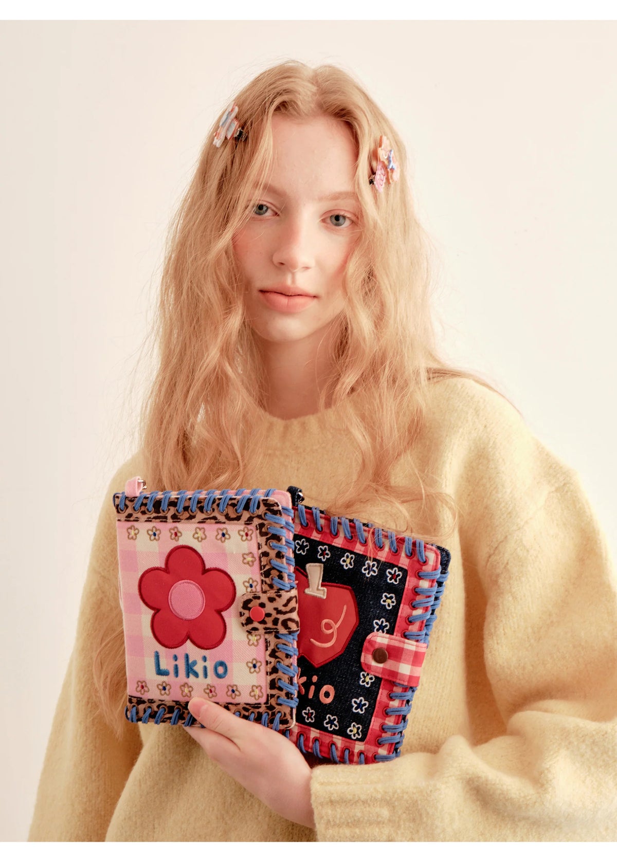 Likio Handmade Seashell Passport Holder - Peach Pink Flower