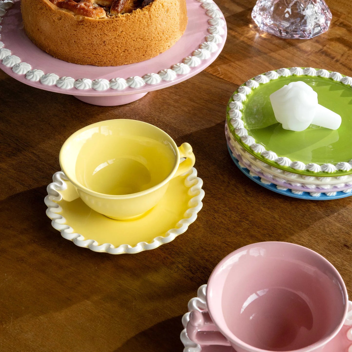 &Klevering Cup & Saucer Whip Yellow - Set of 2
