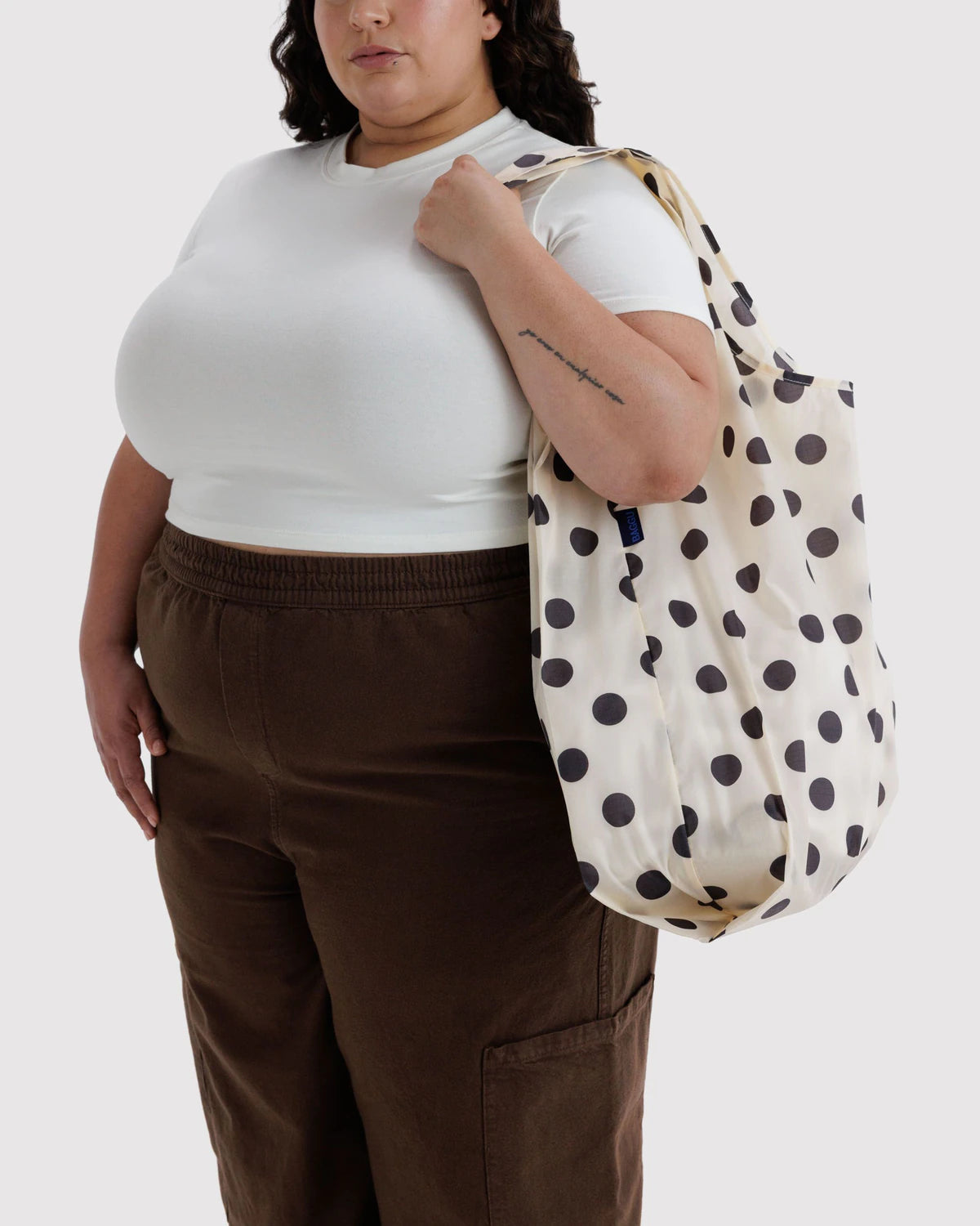 BAGGU Big Baggu Reusable Bag - Cream and Black Polka Dot