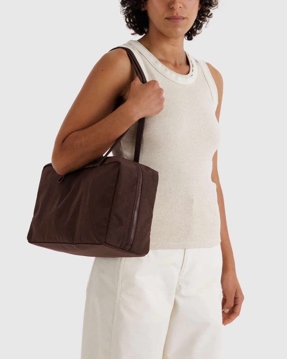 BAGGU Medium Nylon Bowler Bag - Coffee