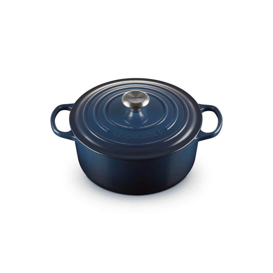 le creuset cast iron round casserole in ink (dark blue)  22cm