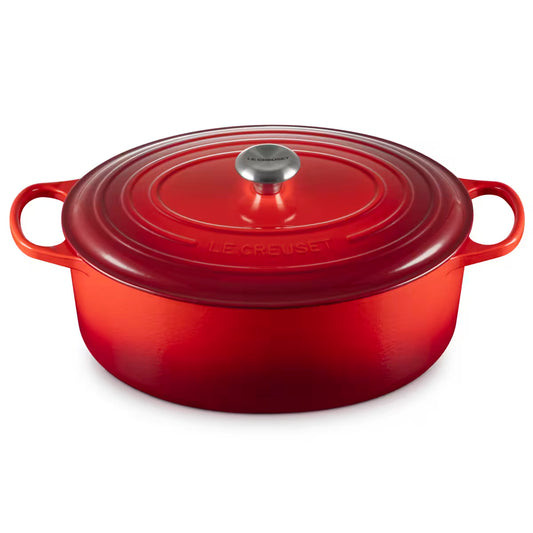 Le Creuset 35cm Signature Cast Iron Oval Casserole Dish - Cerise