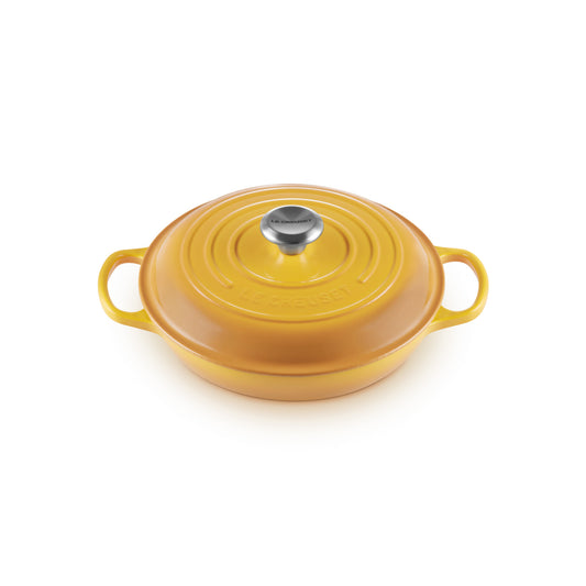 le creuset signature cast iron shallow casserole 26cm in yellow nectar 
