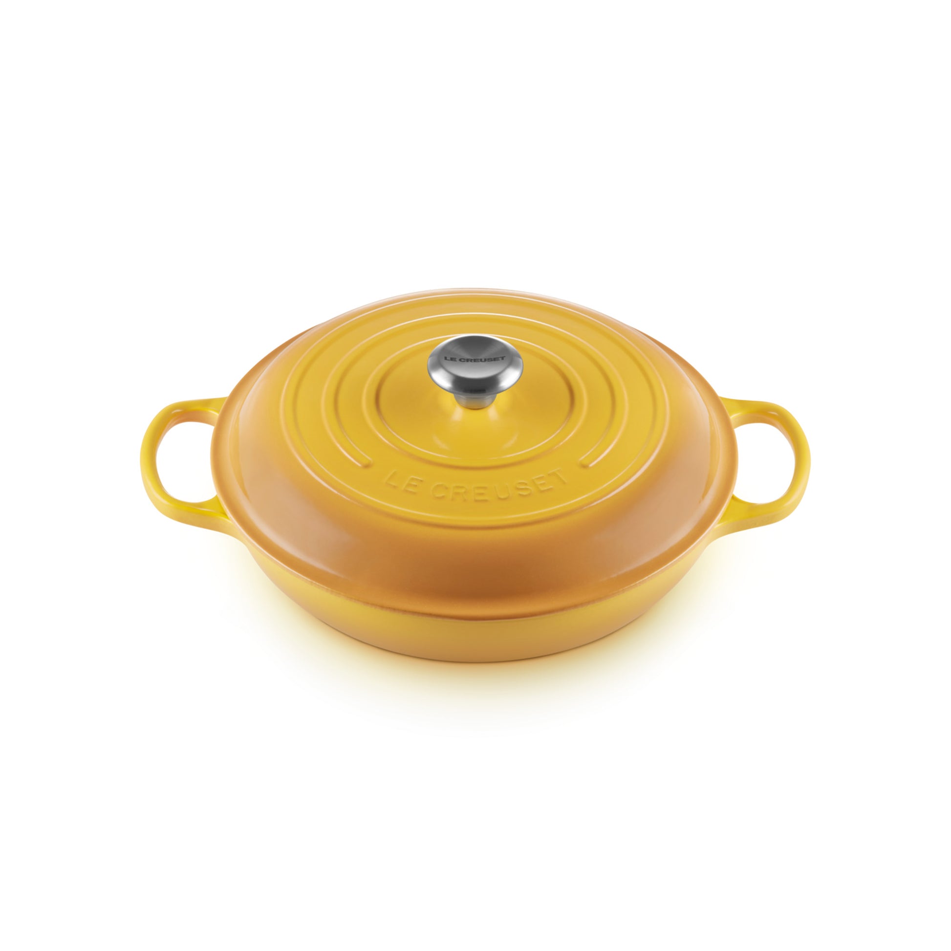 le creuset signature cast iron shallow casserole 30cm in yellow nectar