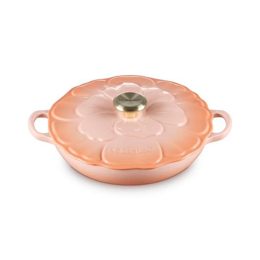 Le Creuset Cast Iron Petal Shallow Casserole 26cm - Peche