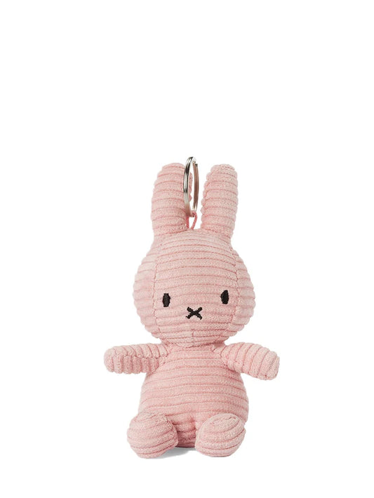 Pink miffy bunny keychain on a white background 