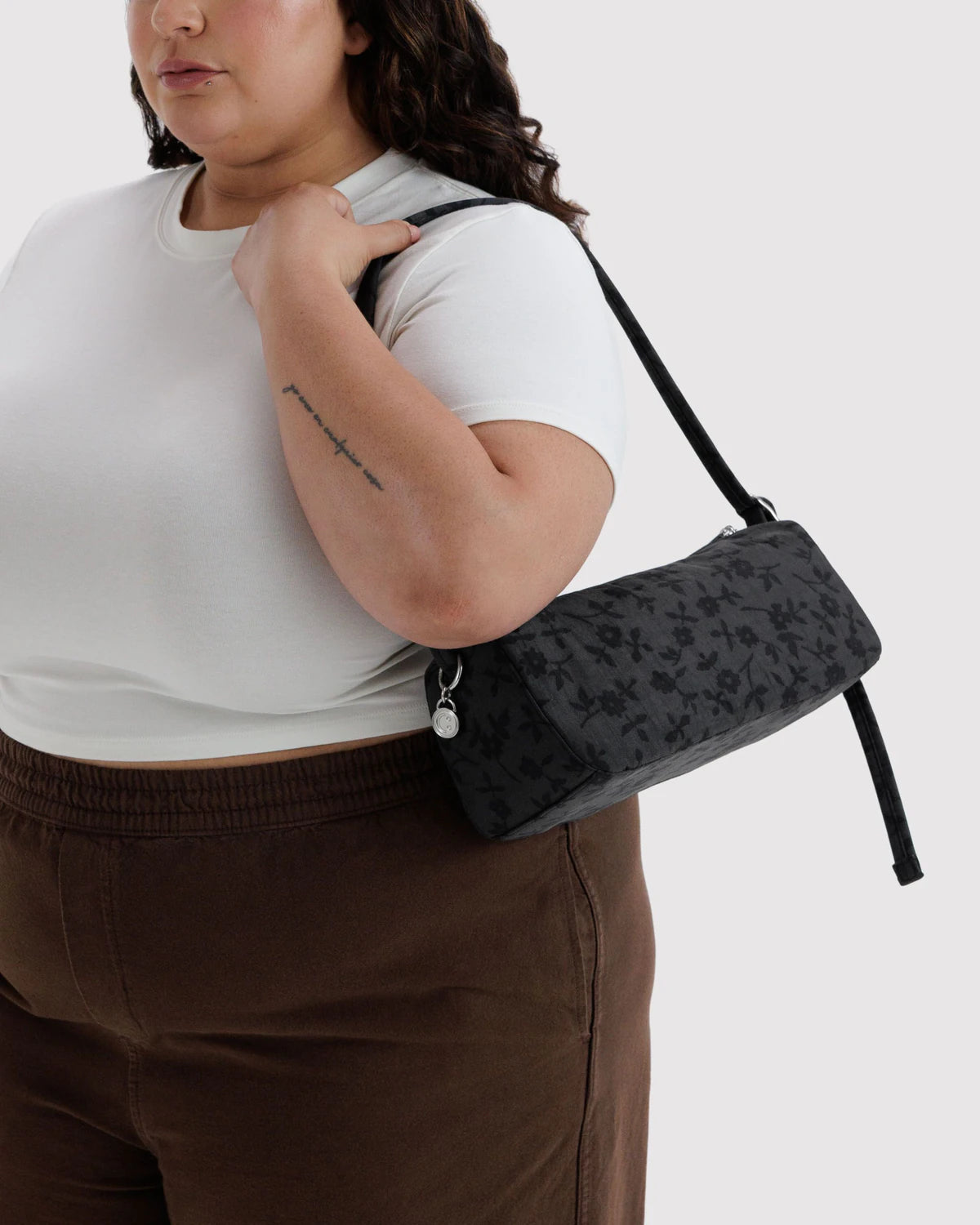BAGGU Nylon Loaf Bag - Charcoal Ditsy Floral