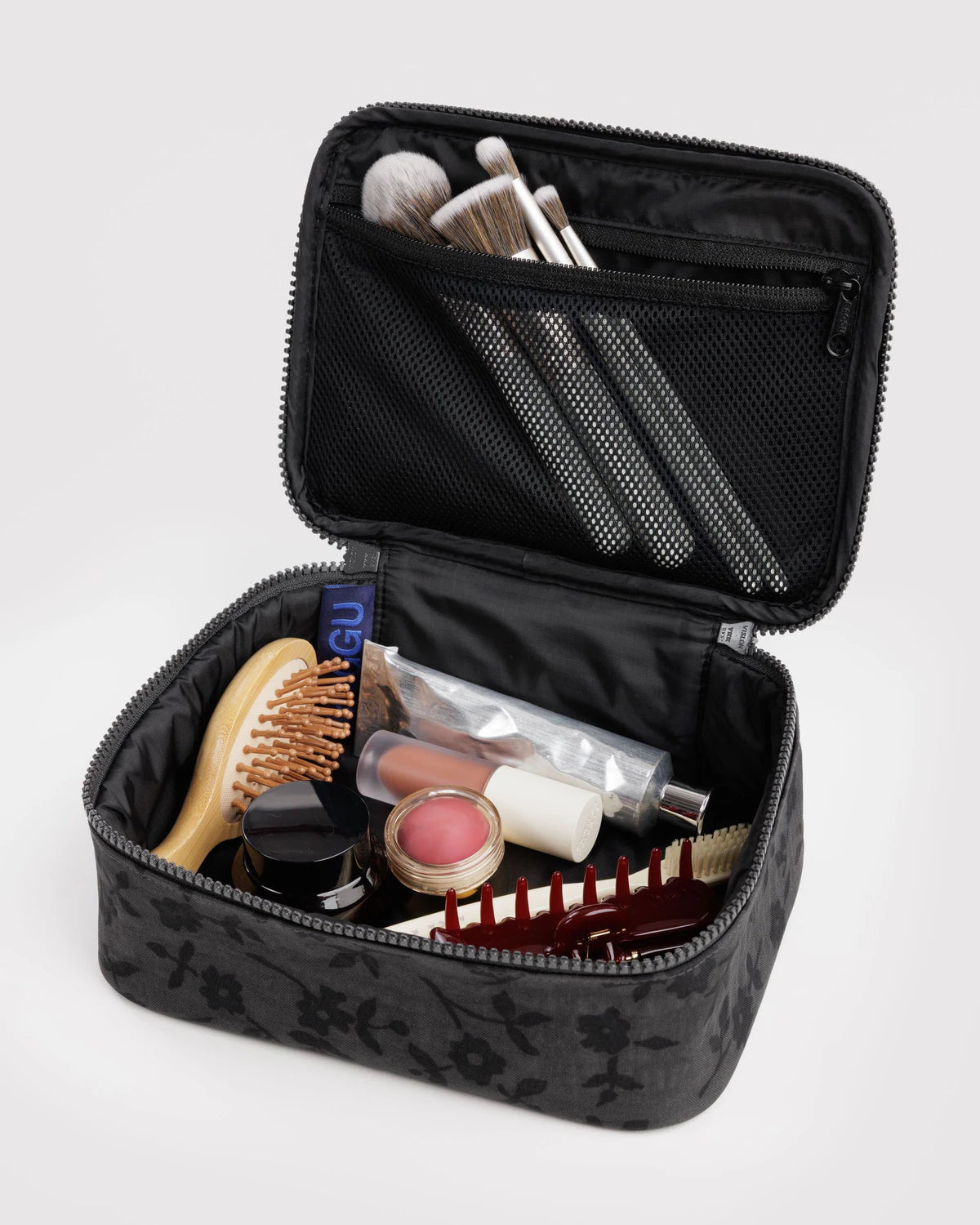 BAGGU Small Cosmetic Case - Charcoal Ditsy Floral