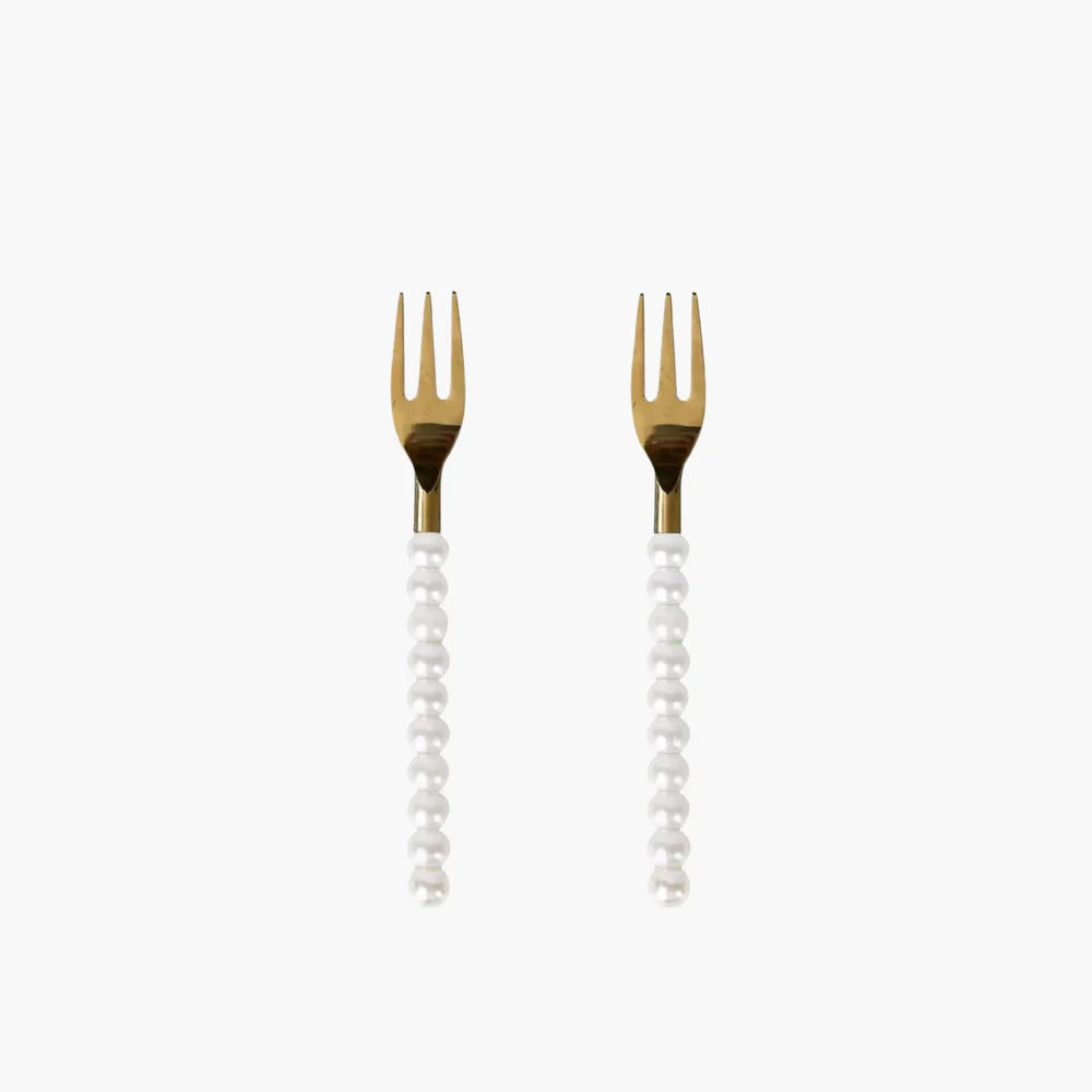 lepelclub set of two forks with a peral handle