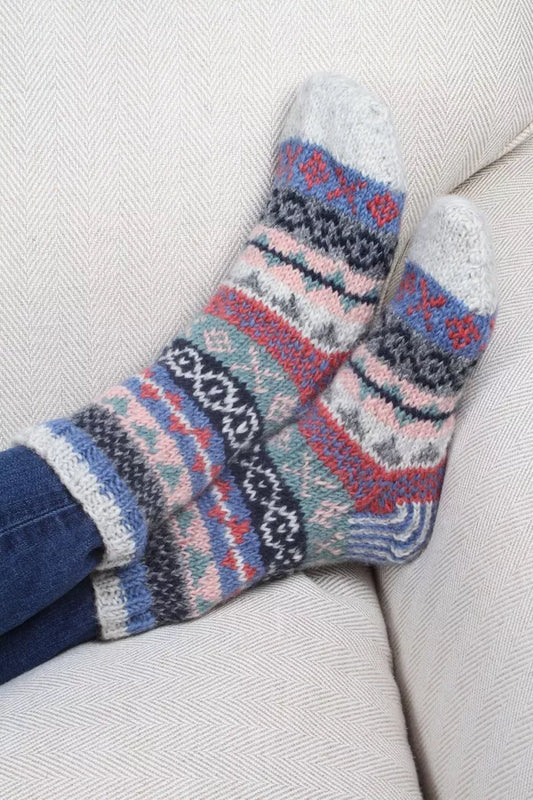 pachamama finisterre sofa socks in multicolour pattern