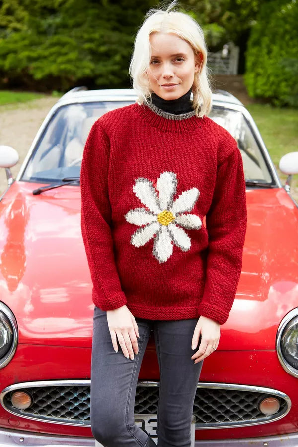 Pachamama Daisy Sweater Red