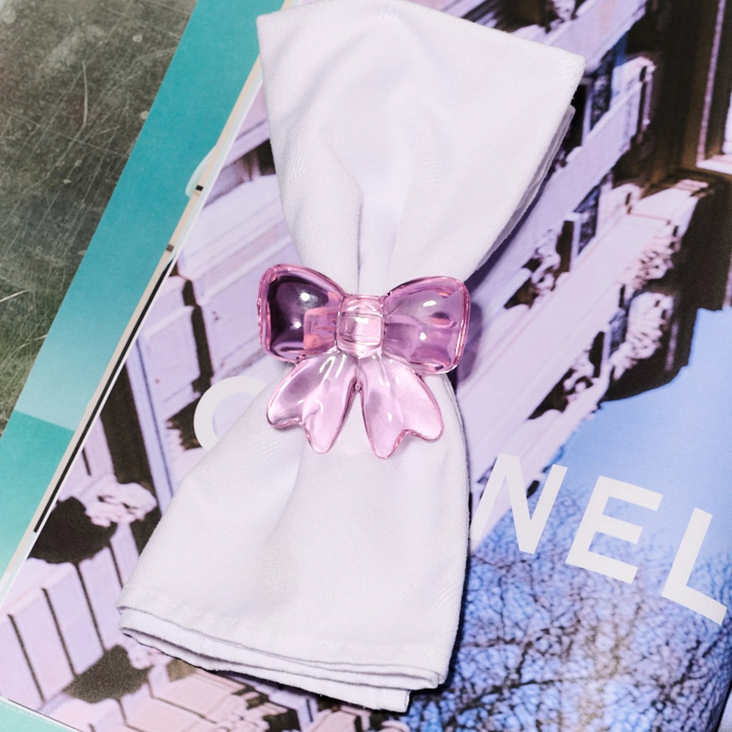 Lepelclub Bow Napkin Ring Pink Set of Four