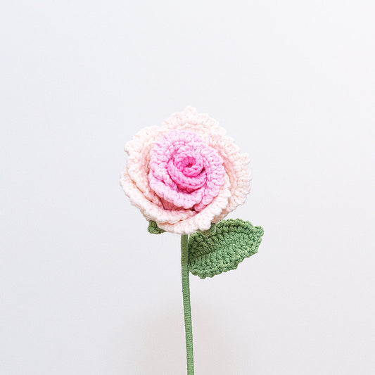 handmade crochet light pink bourbon rose