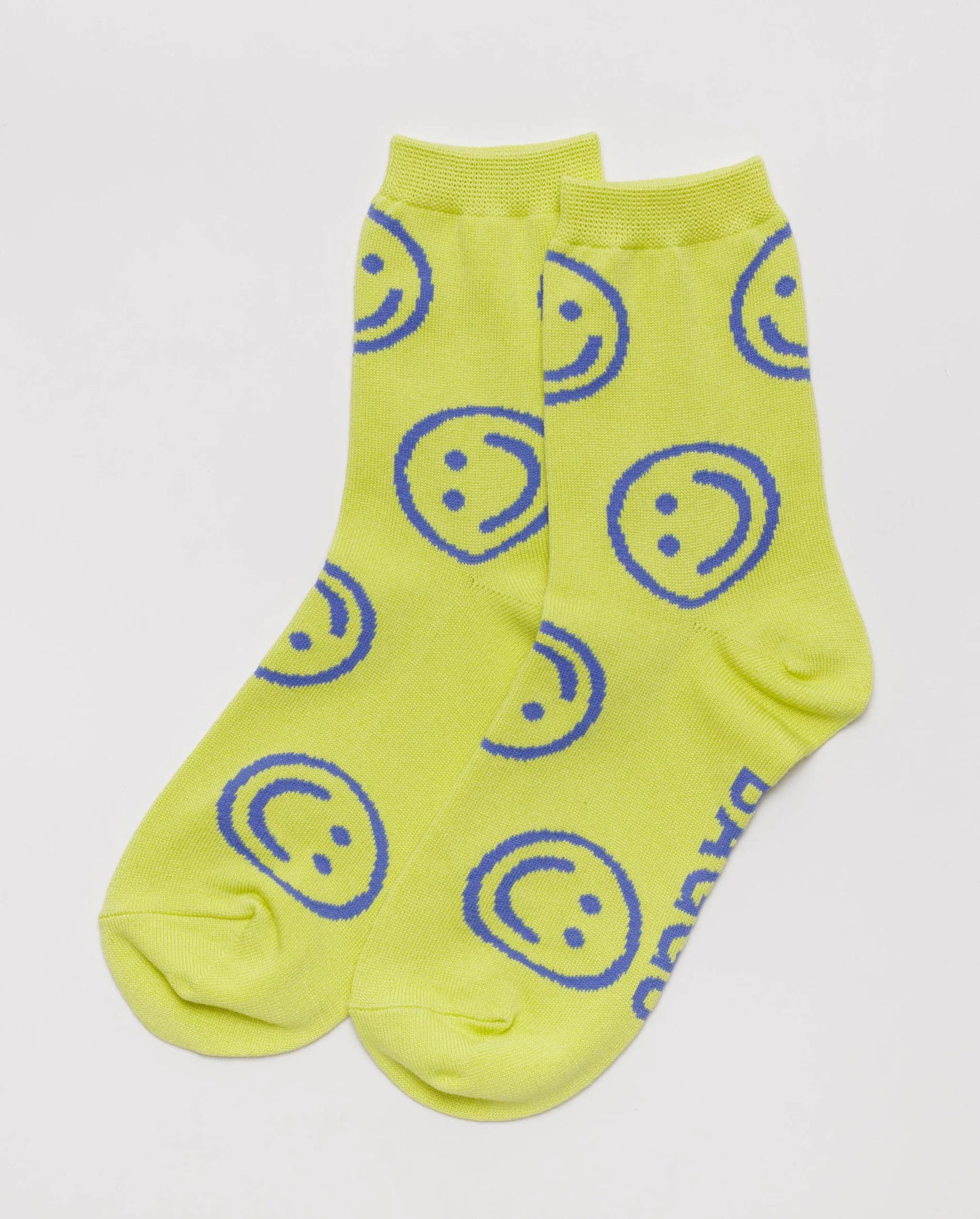 Baggu adult crew socks in citron happy
