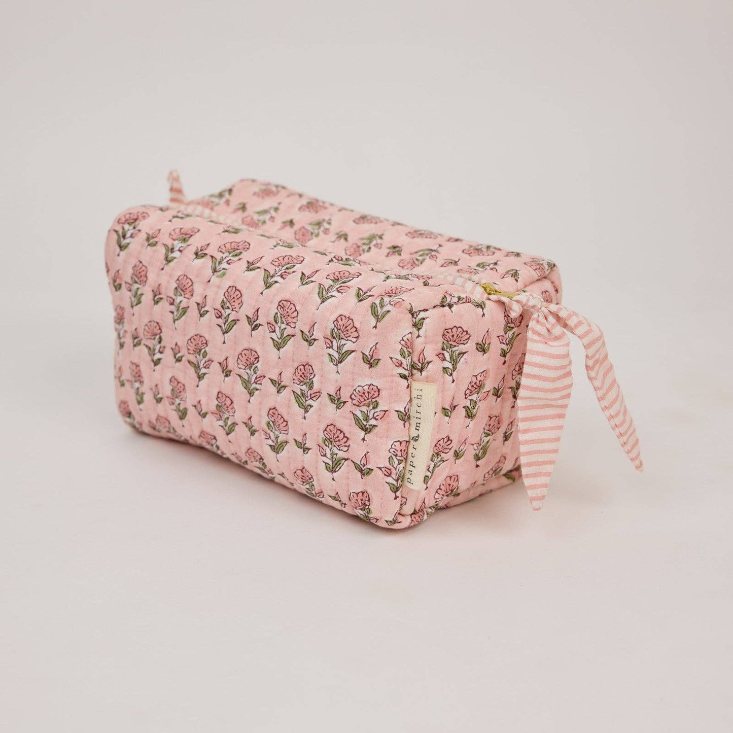 Paper Mirchi Organic Cotton Toiletry Medium Bag - Ditsy Floral Blush