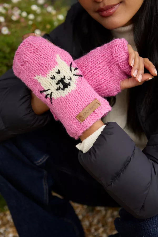 Pachamama Smiley Cat Pink Handwarmer