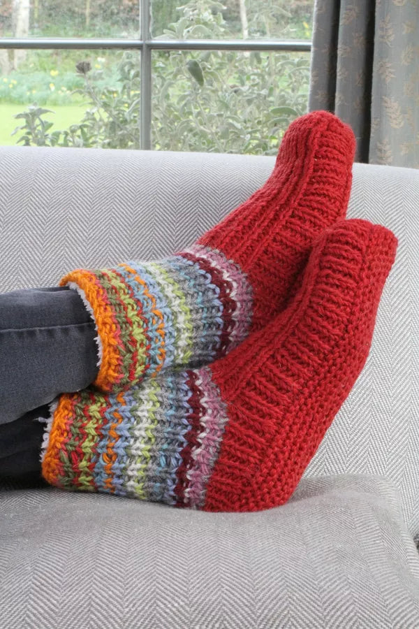 pachamama seville lined sofa socks knitted sole - multicolour stripes