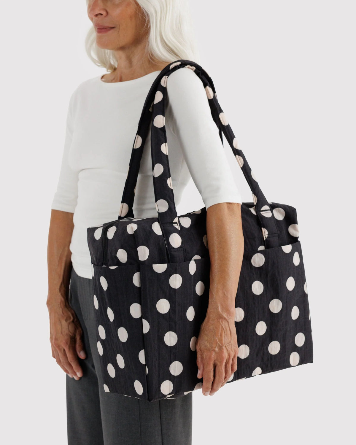 BAGGU Cloud Carry-on - Black and Cream Polka Dot
