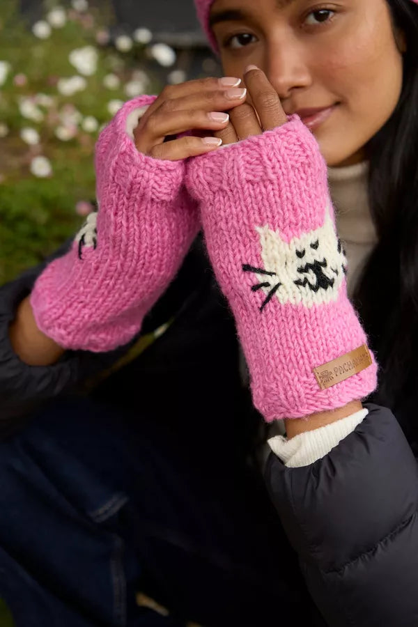 Pachamama Smiley Cat Pink Handwarmer
