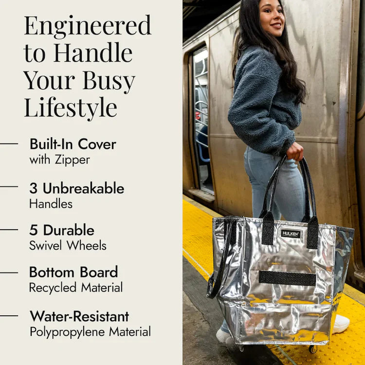Hulken Original Rolling Tote Medium Bag - Silver