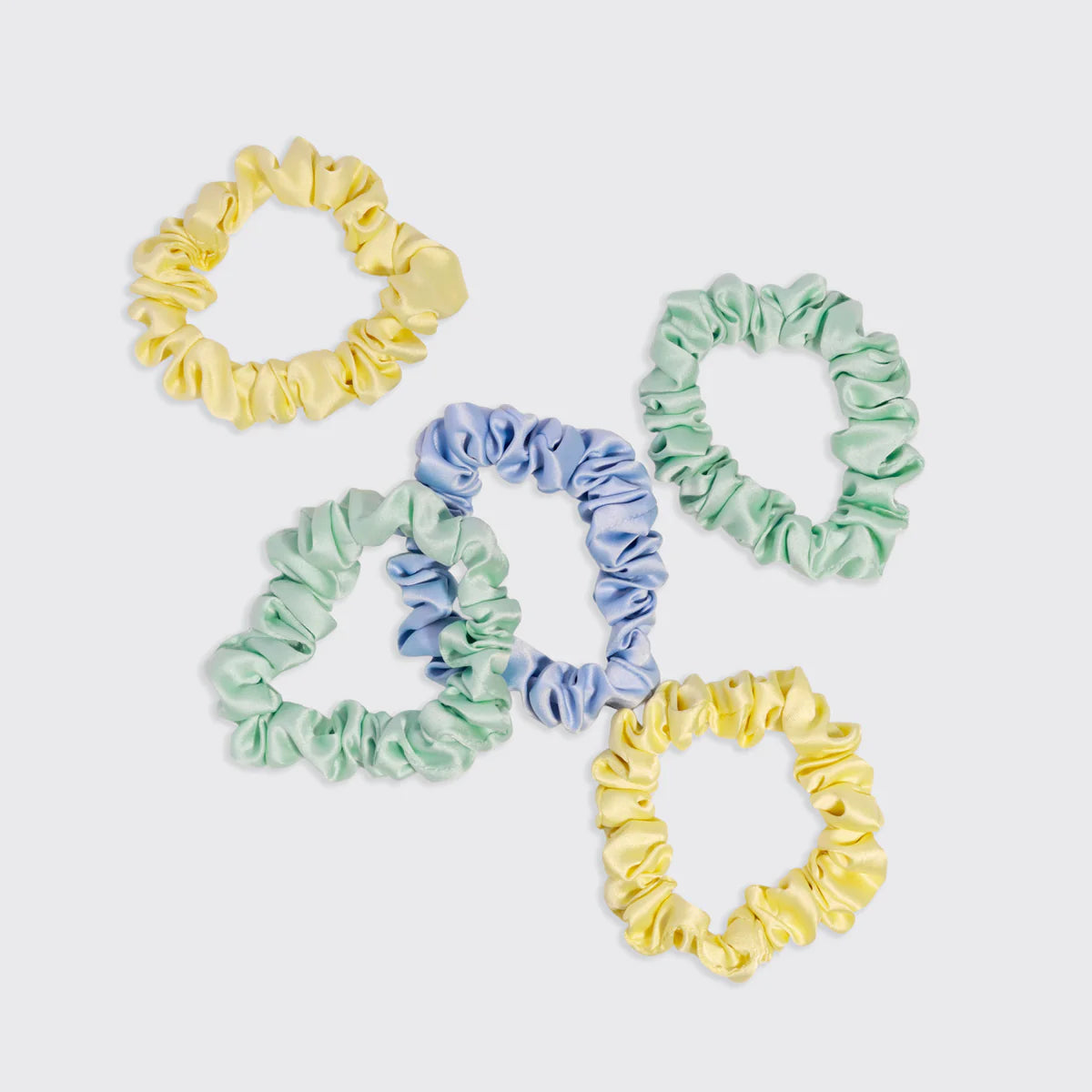 KITSCH Ruched Satin Scrunchies Set of 5 - Multi Colour