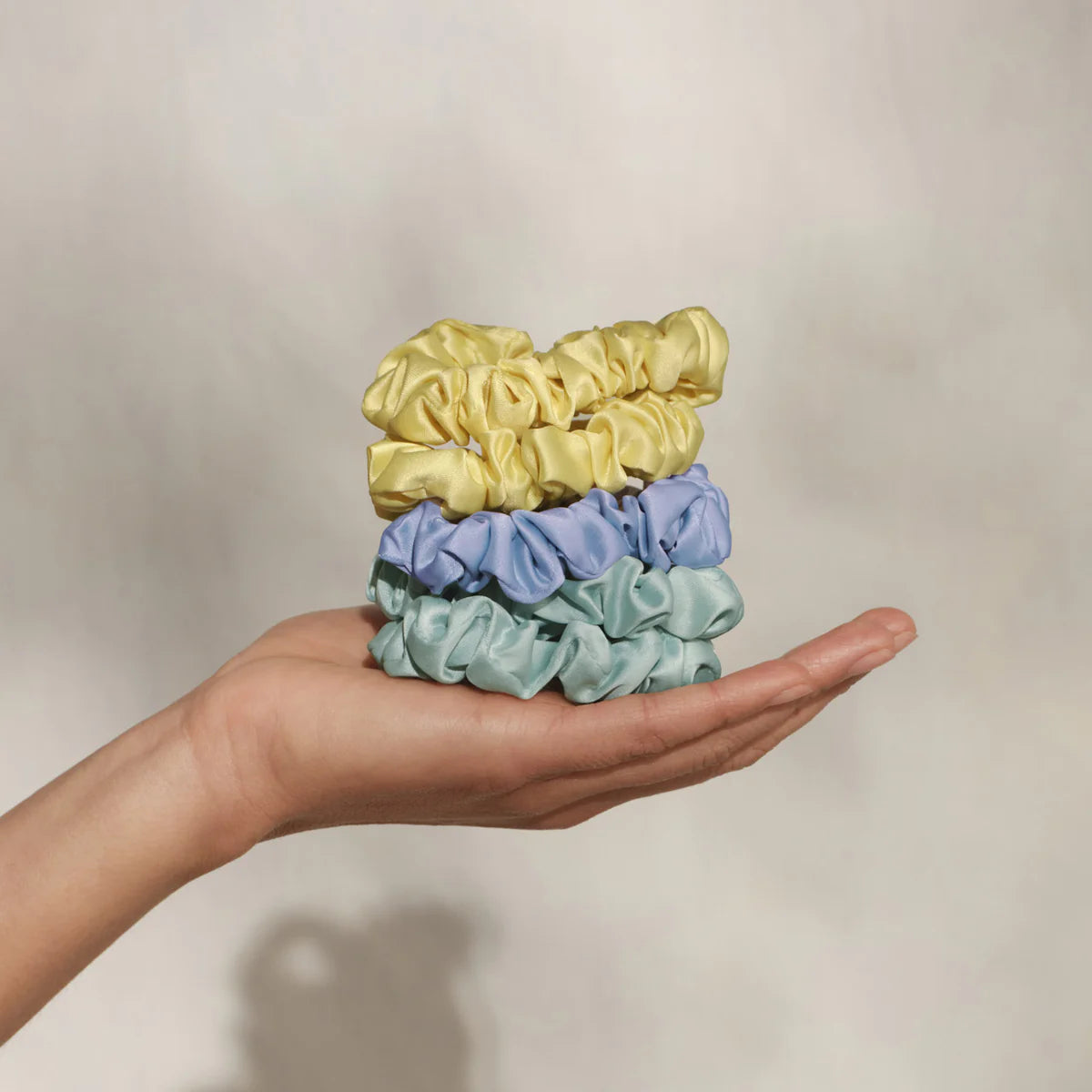 KITSCH Ruched Satin Scrunchies Set of 5 - Multi Colour