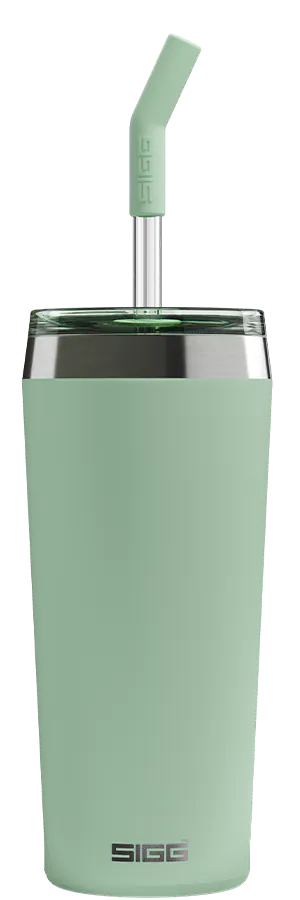 SIGG travel mug with a straw in milky green 0.6l 