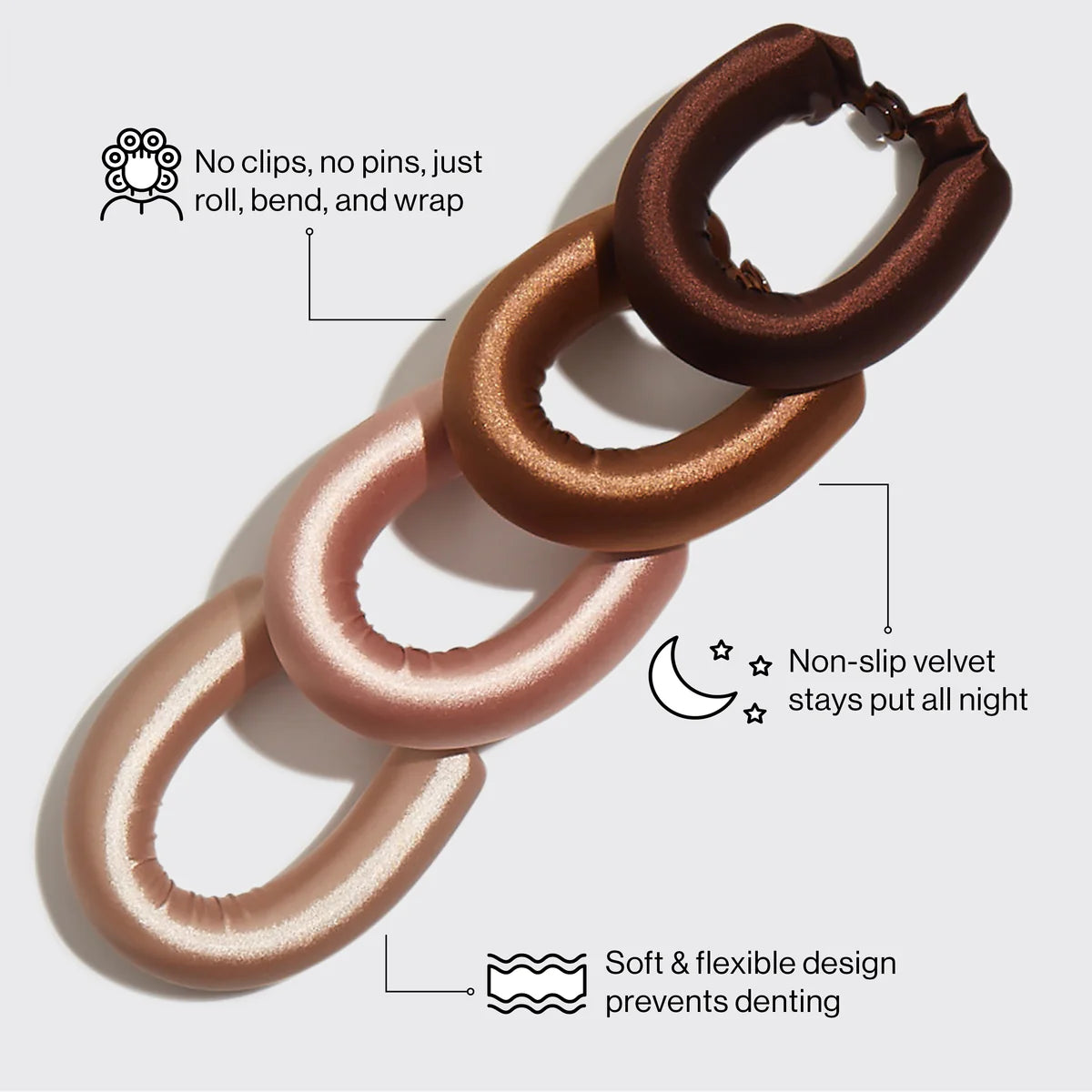 KITSCH Satin Jumbo Flexi Rods Set of 4 - Rosewood