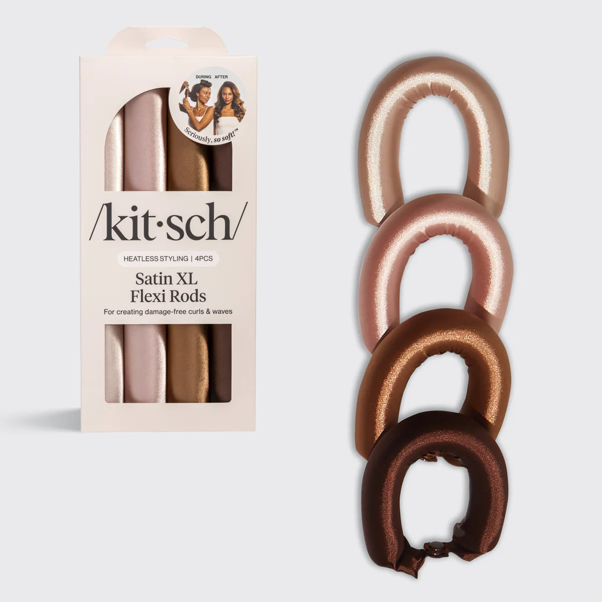 KITSCH Satin Jumbo Flexi Rods Set of 4 - Rosewood