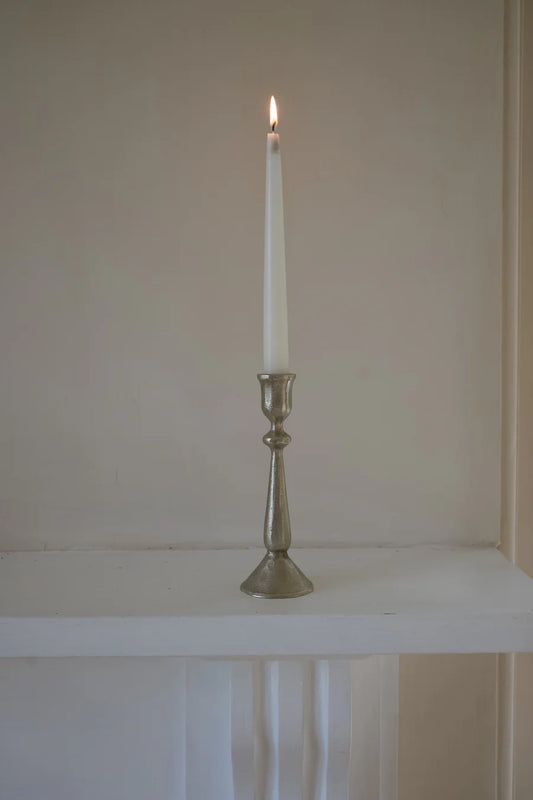 Morgan Wright Antique Silver Hammered Candlestick Large