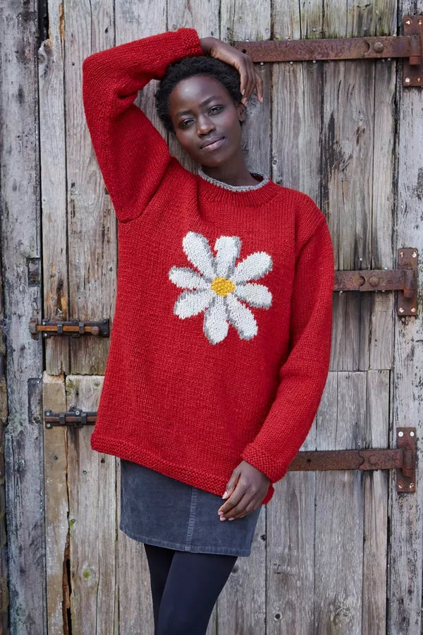 Pachamama Daisy Sweater Red