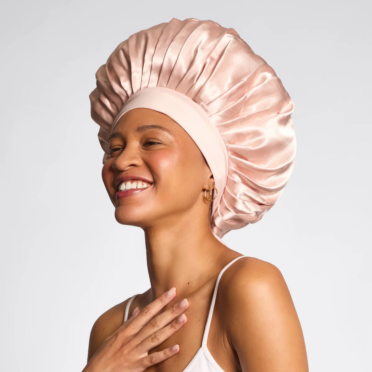 KITSCH Adjustable Oversized Satin Bonnet - Blush