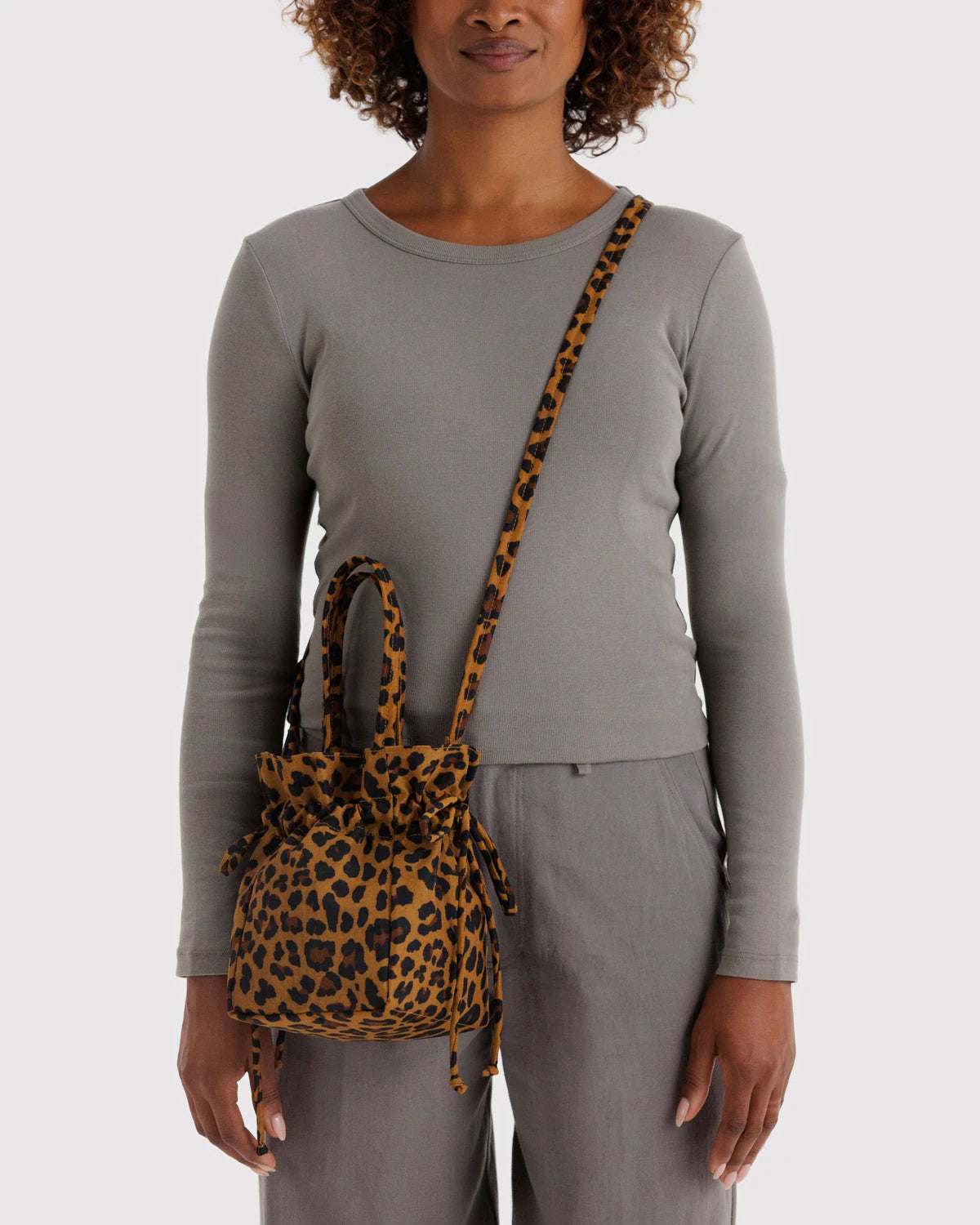BAGGU Nylon Drawstring Bag - Leopard