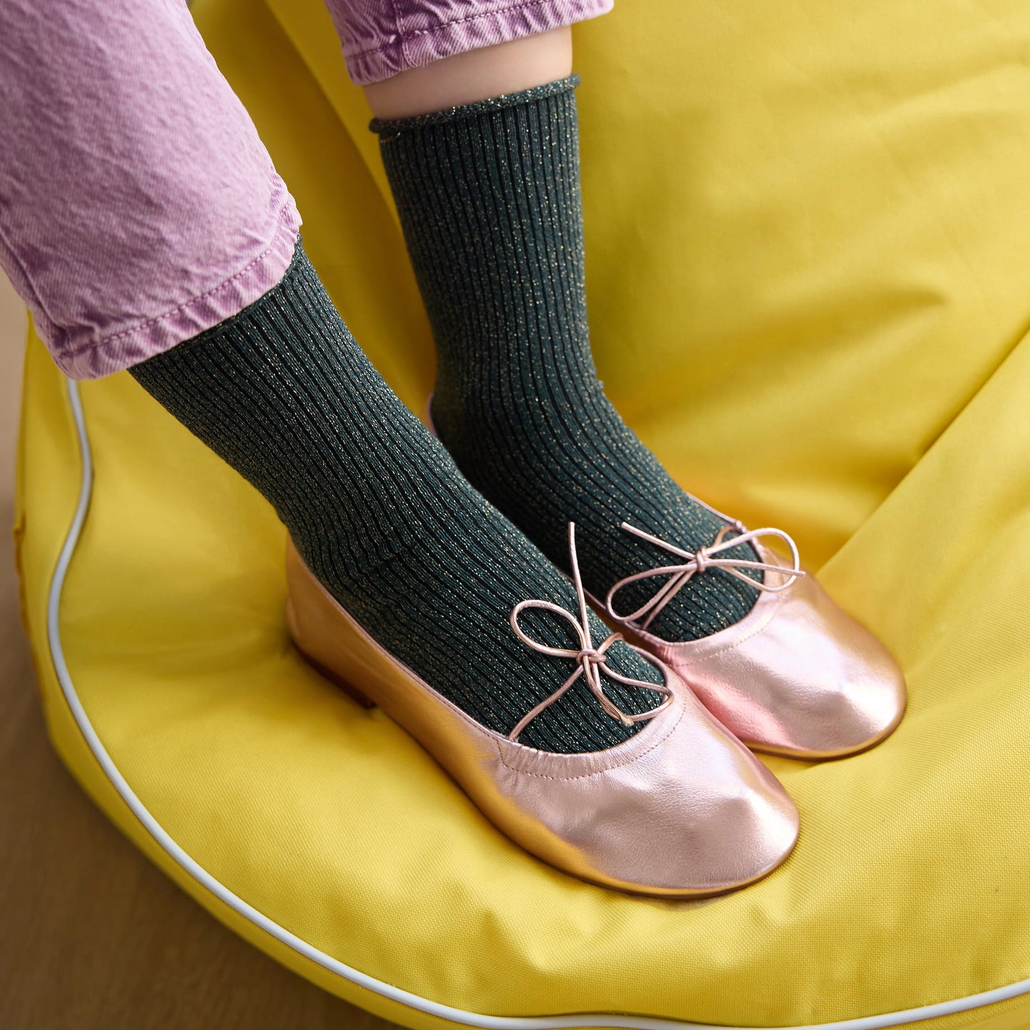 KLUE LUREX GLITTER Socks - Green SMALL