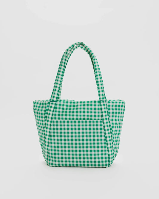 BAGGU Mini cloud bag in green gingham pattern