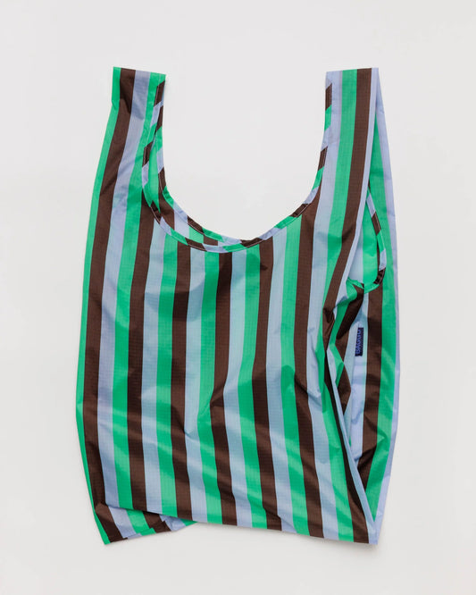 baggu standard reusable bag in mint 90's stripe 