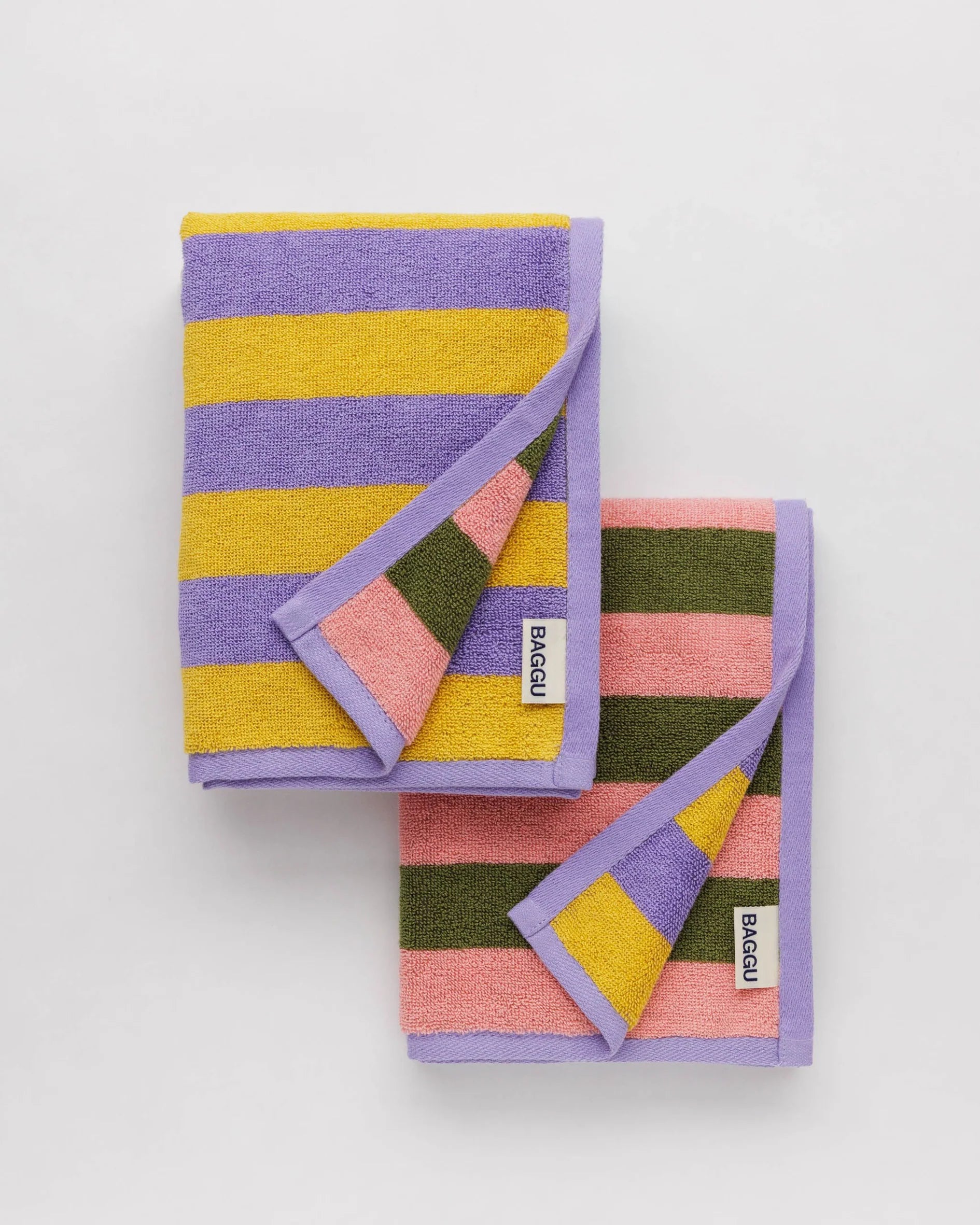 BAGGU cotton hand towel set of 2 in sunset quilt stripe (multistripe)