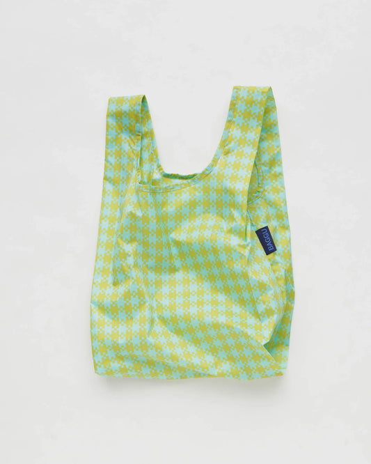 BAGGU Baby Reusable Bag in Mint Pixel Gingham