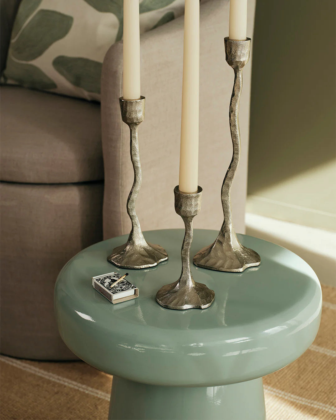 Broste Copenhagen Amy Medium Silver Finish Candle Holder