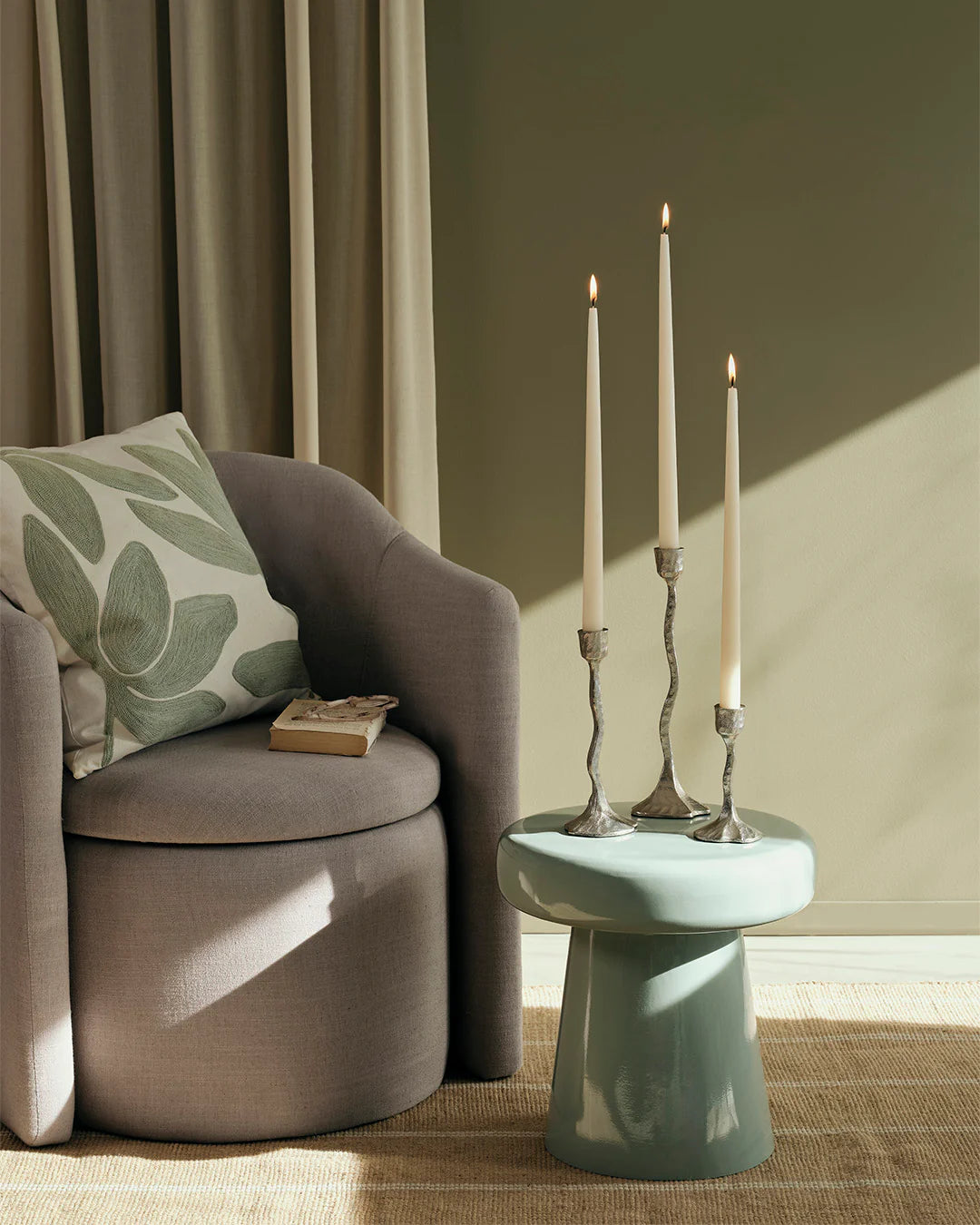 Broste Copenhagen Amy Medium Silver Finish Candle Holder