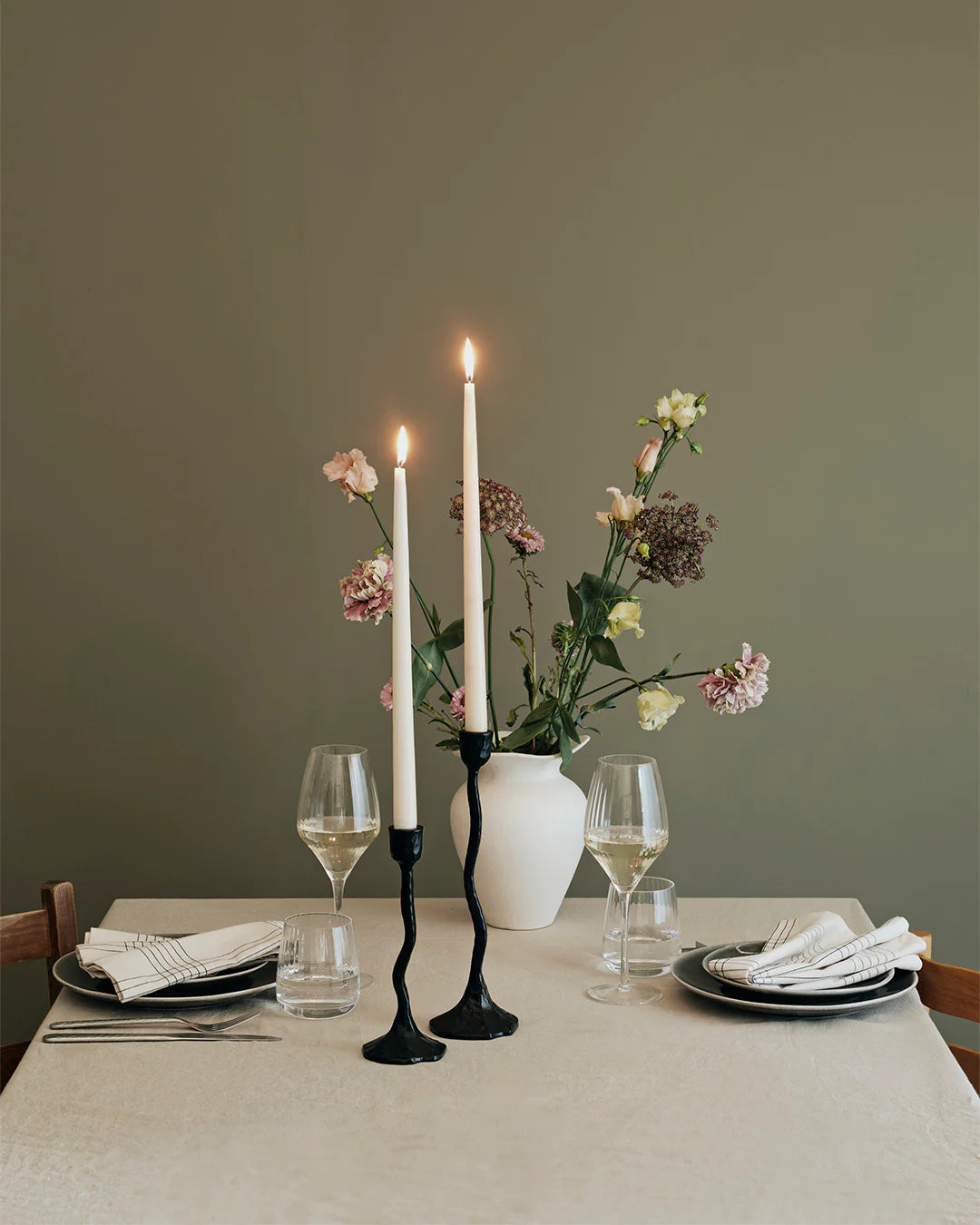 Broste Copenhagen Amy Black Medium Candle Holder