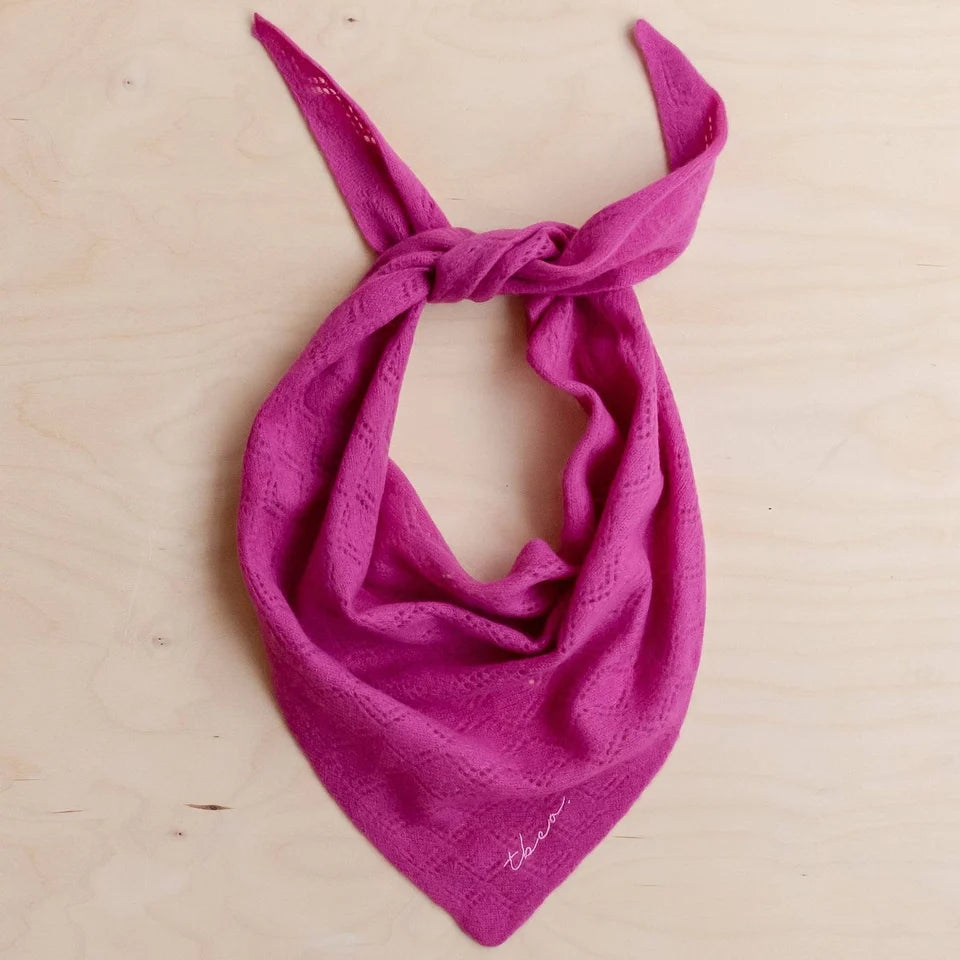TBCo Merino Wool Triangle Scarf in Magenta Pointelle