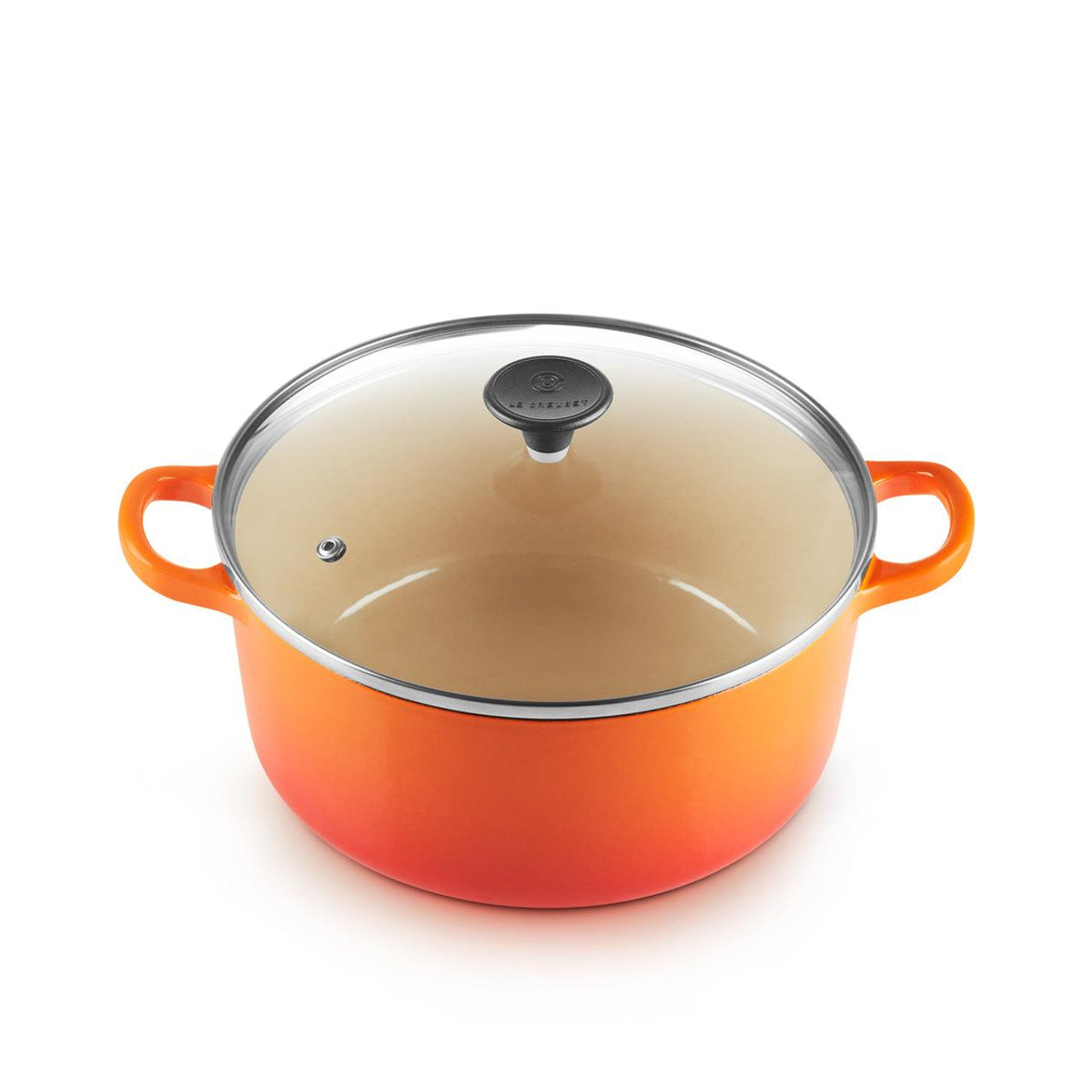 Le Creuset Cast Iron 22cm Round Casserole with Glass Lid in Volcanic