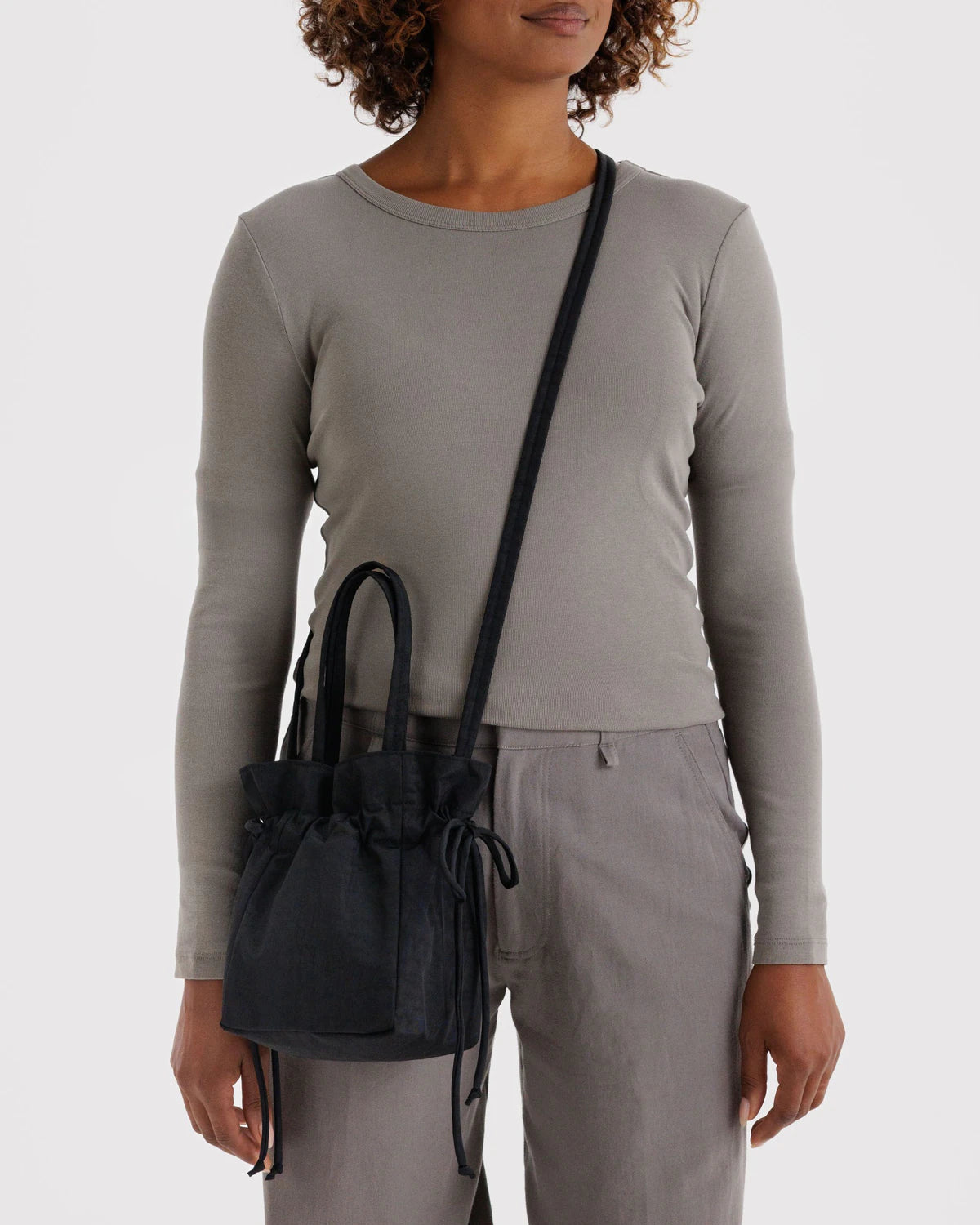 BAGGU Nylon Drawstring Bag - Black