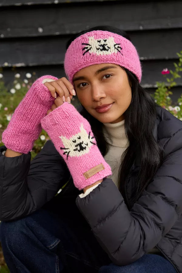 Pachamama Smiley Cat Pink Handwarmer