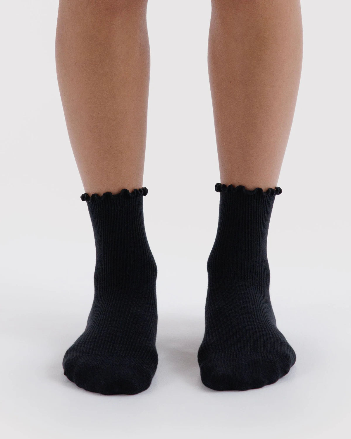 BAGGU Lettuce Edge Sock Set of 2 - Black